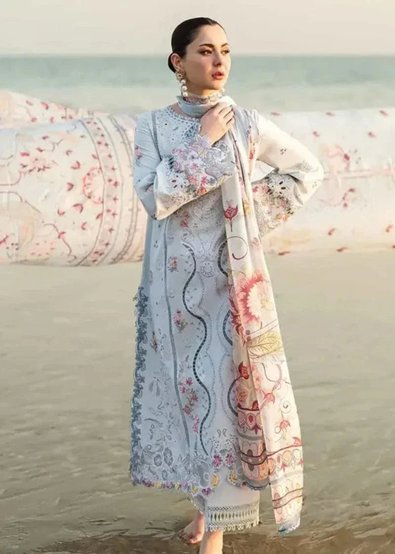 Qalamkar 3Pc Embroidered Lawn Suit With Printed Slub Dupatta
