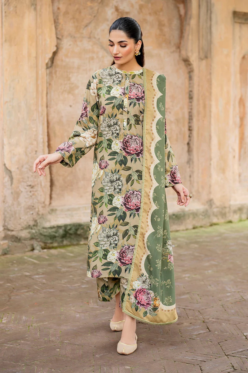 Baroque 3Pc Digital Printed Lawn Suit With Digital Printed Lawn Dupatta