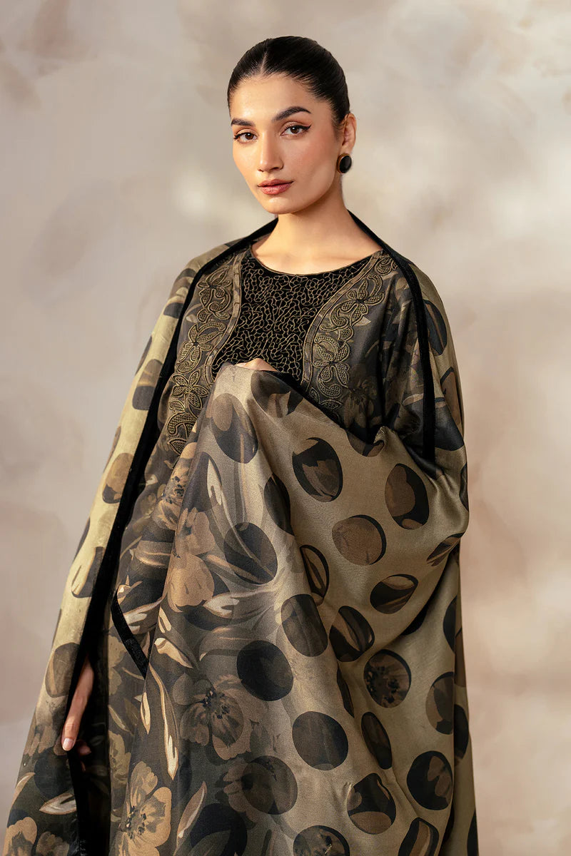 Baroque 3Pc Digital Printed Synthetic Bana Dora Lawn Suit With Digital Printed Voil Dupatta