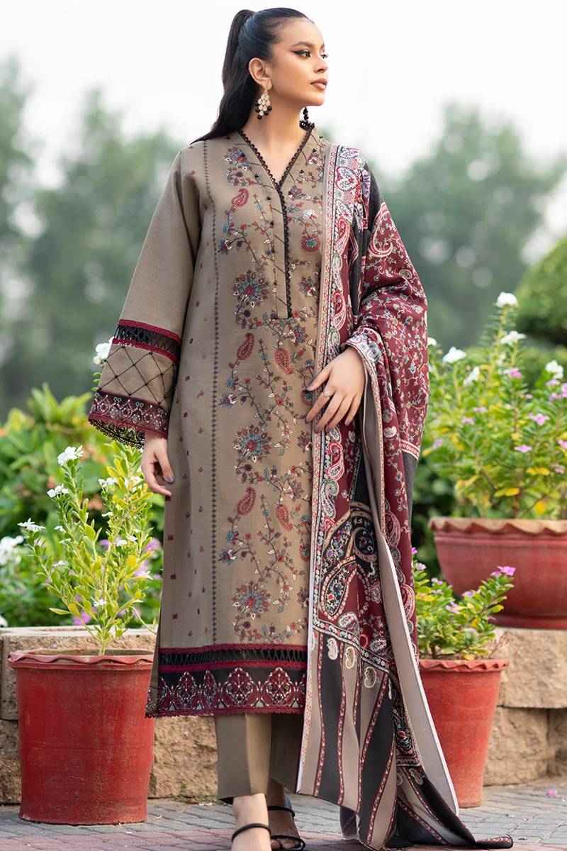 Bin Ilyas 3Pc Embroidered Lawn Suit With Jacquard Dupatta
