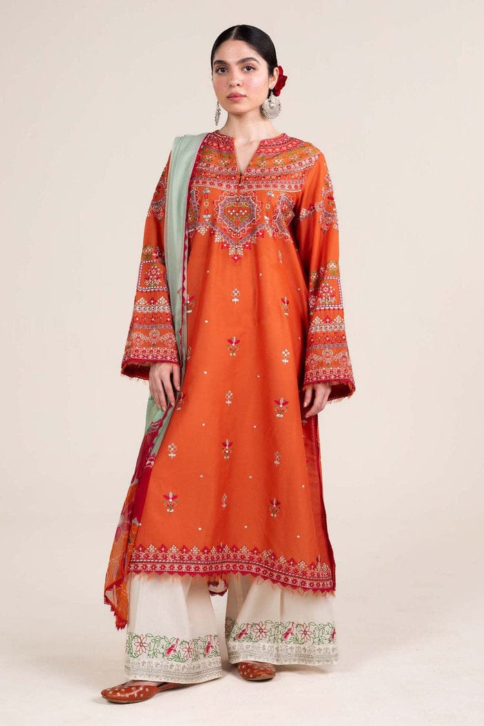 Zara Shahjahan 3Pc Embroidered Lawn With Digital Printed Slub Dupatta