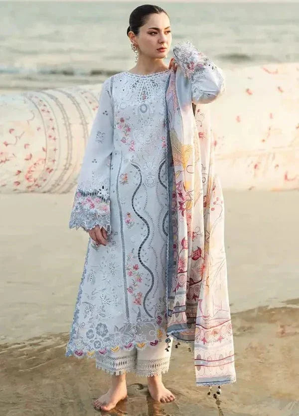 Qalamkar 3Pc Embroidered Lawn Suit With Printed Slub Dupatta