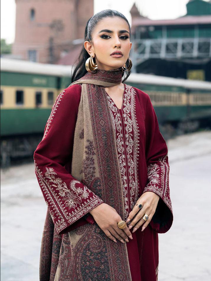 Zara Shahjahan 3Pc Embroidered Lawn Suit with Digital Printed Voil Dupatta
