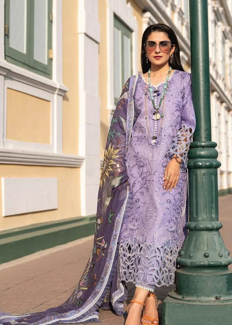 Mushq 3Pc Embroidered Lawn Suit With Printed Paper Cotton Dupatta