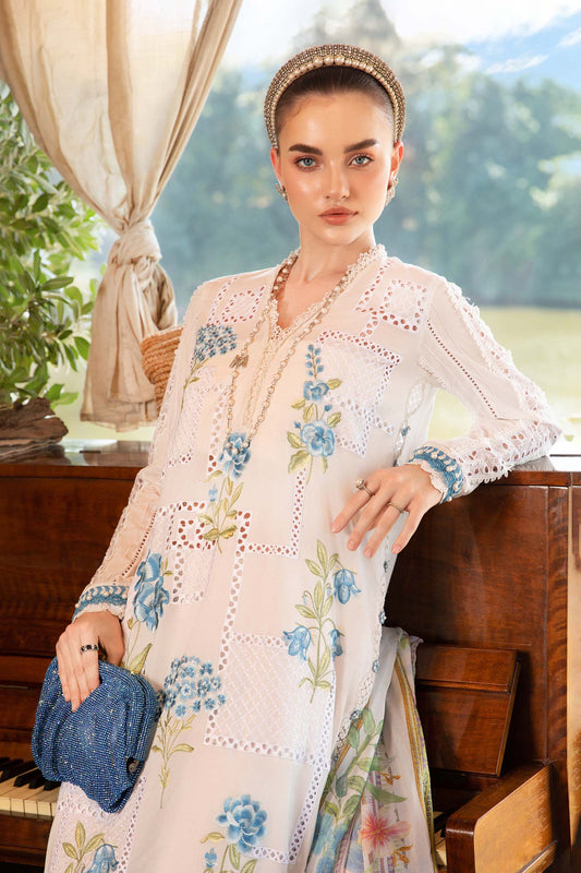 Maria B. 3Pc Embroidered Lawn Suit With Printed Slub Dupatta