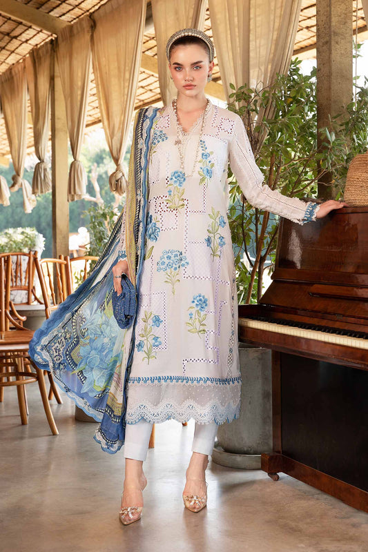 Maria B. 3Pc Embroidered Lawn Suit With Printed Slub Dupatta