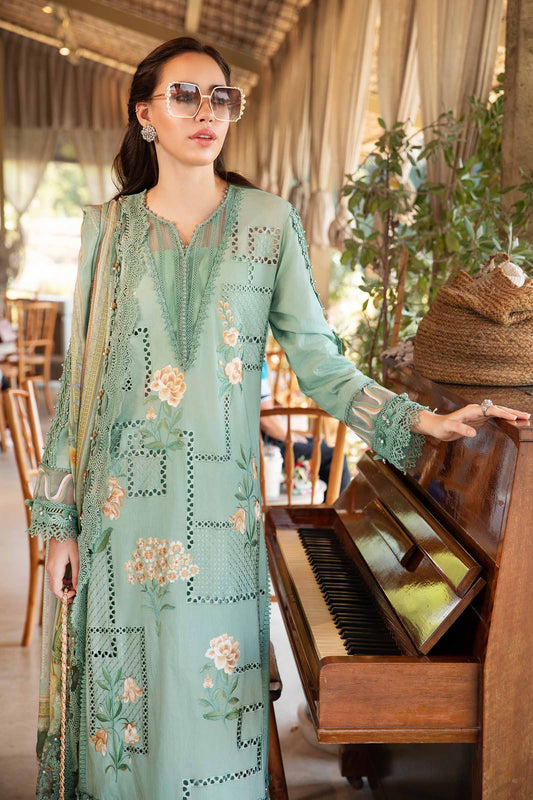 Maria B. 3Pc Embroidered Lawn Suit With Printed Slub Dupatta