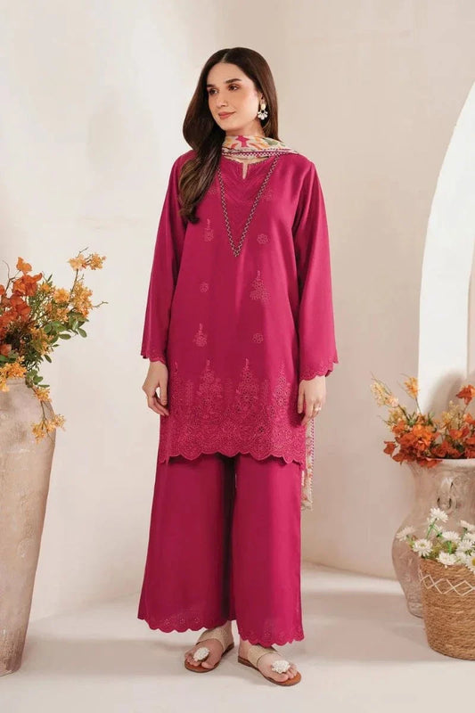 Sapphire 3Pc Embroidered Lawn Suit With Digital Printed Slub Dupatta