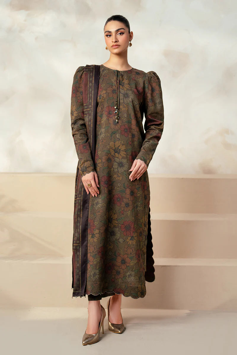 Baroque 3Pc Digital Printed Synthetic Bana Dora Lawn Suit With Digital Printed Voil Dupatta