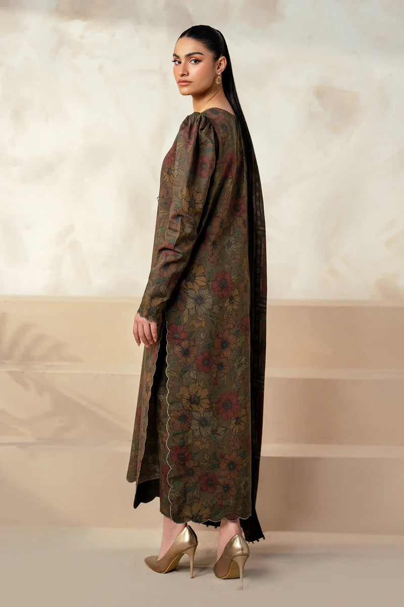 Baroque 3Pc Digital Printed Synthetic Bana Dora Lawn Suit With Digital Printed Voil Dupatta