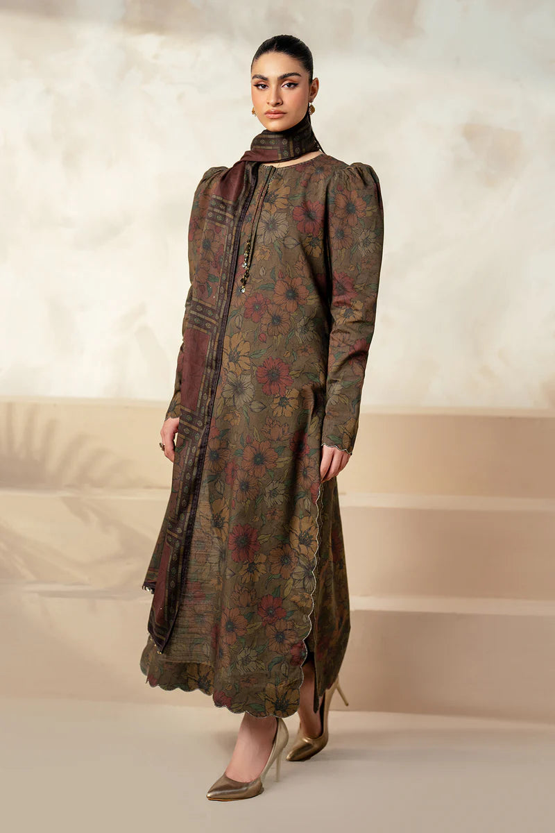Baroque 3Pc Digital Printed Synthetic Bana Dora Lawn Suit With Digital Printed Voil Dupatta