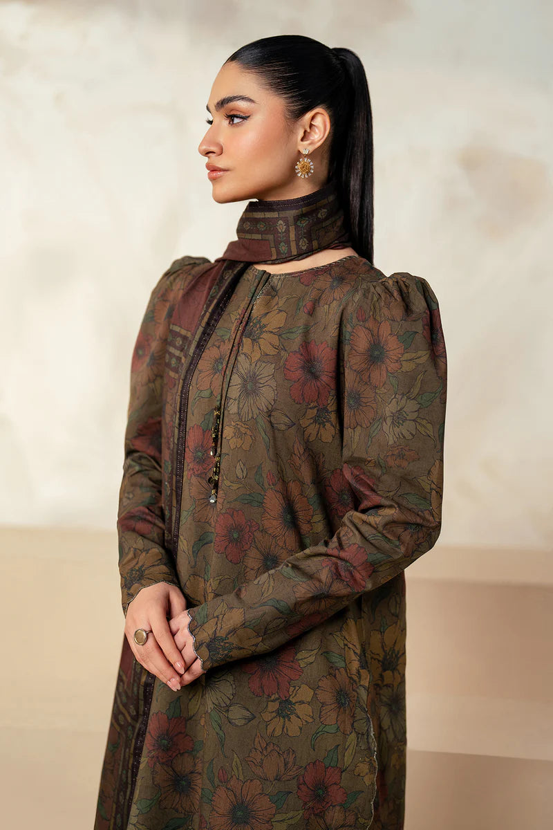 Baroque 3Pc Digital Printed Synthetic Bana Dora Lawn Suit With Digital Printed Voil Dupatta