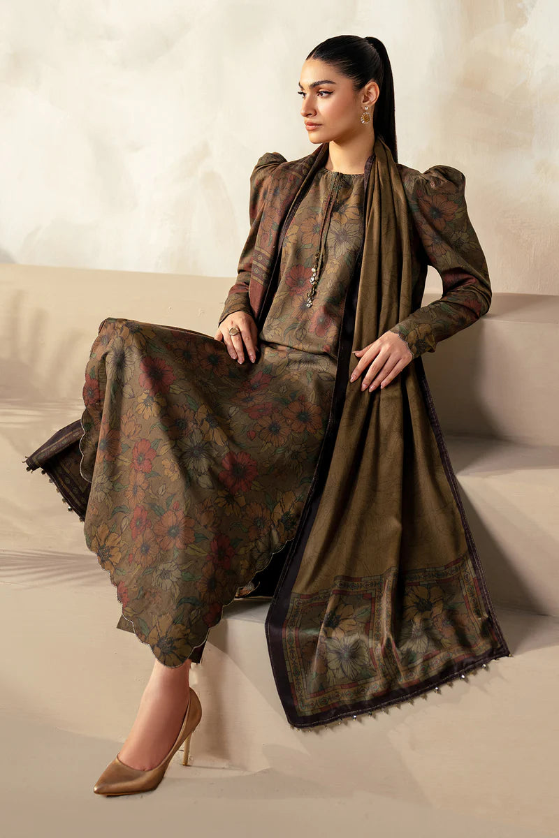 Baroque 3Pc Digital Printed Synthetic Bana Dora Lawn Suit With Digital Printed Voil Dupatta