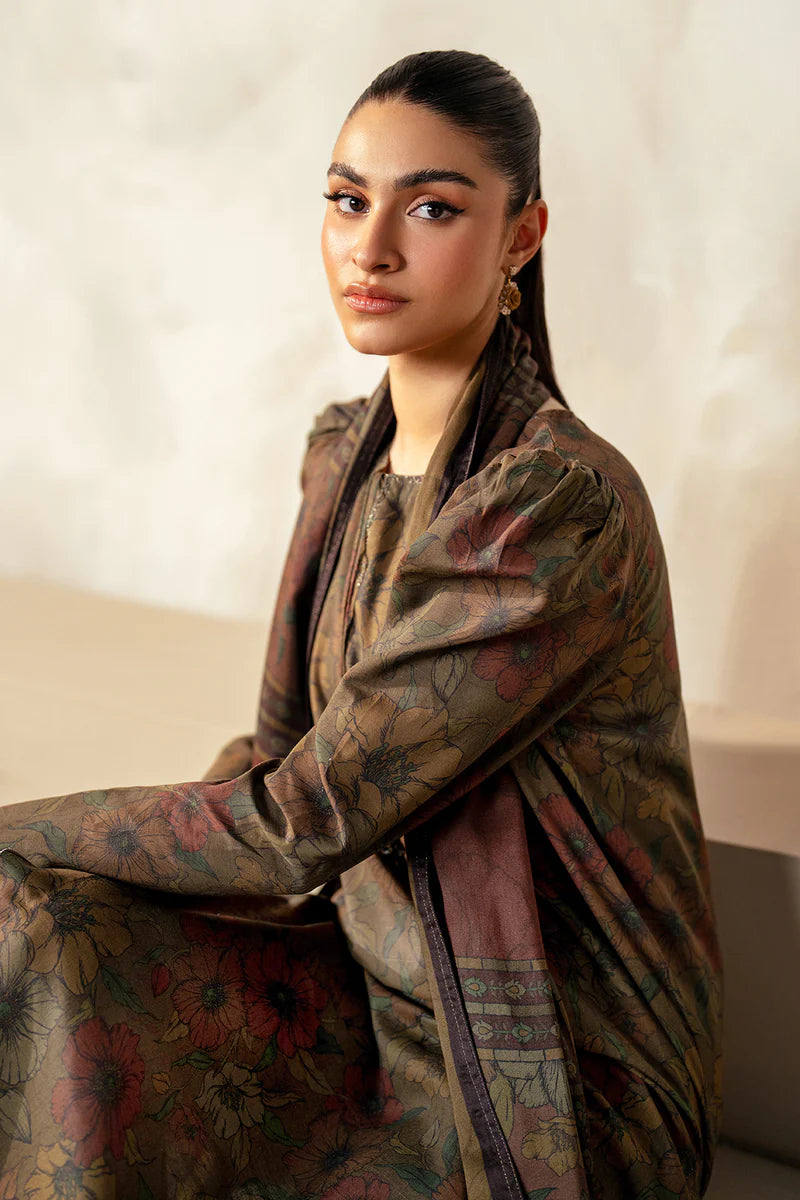 Baroque 3Pc Digital Printed Synthetic Bana Dora Lawn Suit With Digital Printed Voil Dupatta