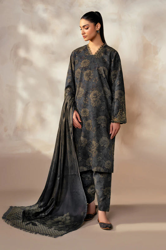 Baroque 3Pc Digital Printed Synthetic Bana Dora Lawn Suit With Digital Printed Voil Dupatta
