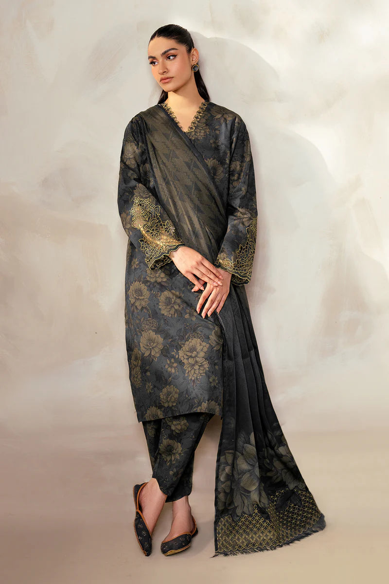 Baroque 3Pc Digital Printed Synthetic Bana Dora Lawn Suit With Digital Printed Voil Dupatta