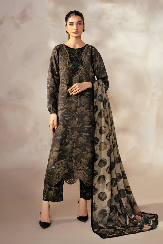 Baroque 3Pc Digital Printed Synthetic Bana Dora Lawn Suit With Digital Printed Voil Dupatta