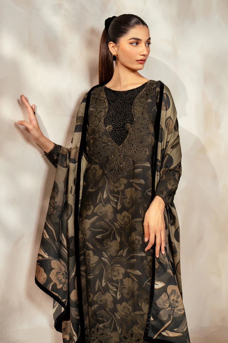 Baroque 3Pc Digital Printed Synthetic Bana Dora Lawn Suit With Digital Printed Voil Dupatta