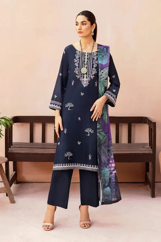 Sapphire 3Pc Embroidered Lawn Suit With Digital Printed Slub Dupatta