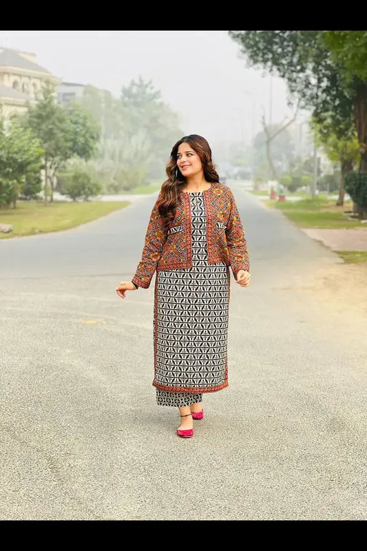 Baroque 3Pc Digital Printed Synthetic Bana Dora Lawn Suit With Digital Printed Voil Dupatta