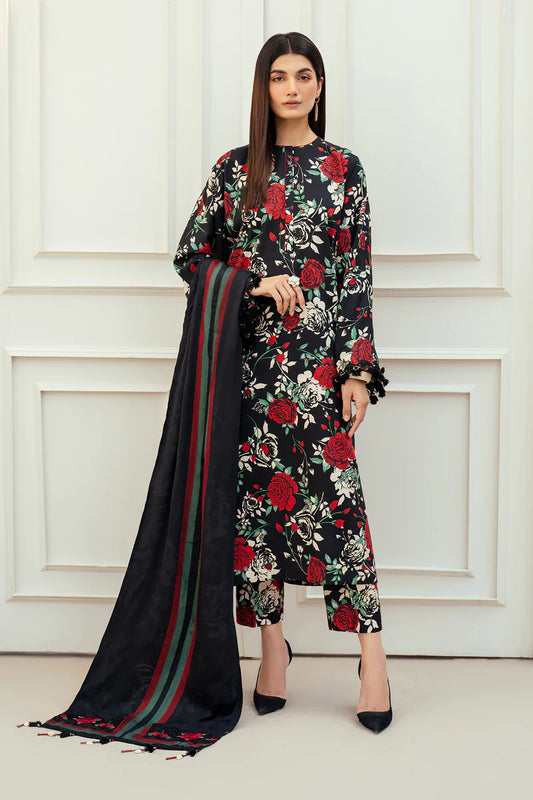 Baroque 3Pc Digital Printed Synthetic Bana Dora Lawn Suit With Digital Printed Voil Dupatta