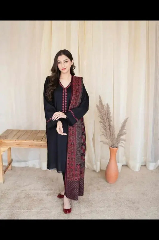 Asling 3Pc Embroidered Lawn Suit With Digital Printed Slub Dupatta