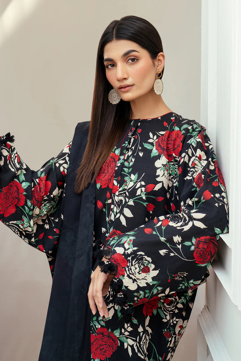 Baroque 3Pc Digital Printed Synthetic Bana Dora Lawn Suit With Digital Printed Voil Dupatta