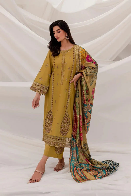 Sapphire 3Pc Embroidered Lawn Suit With Slub Print Dupatta