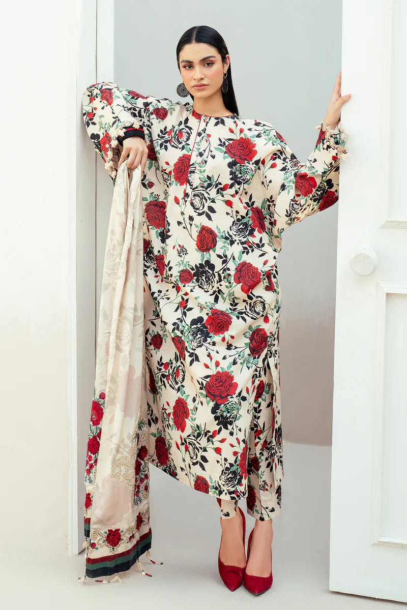 Baroque 3Pc Digital Printed Synthetic Bana Dora Lawn Suit With Digital Printed Voil Dupatta