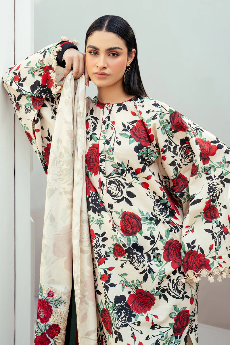 Baroque 3Pc Digital Printed Synthetic Bana Dora Lawn Suit With Digital Printed Voil Dupatta