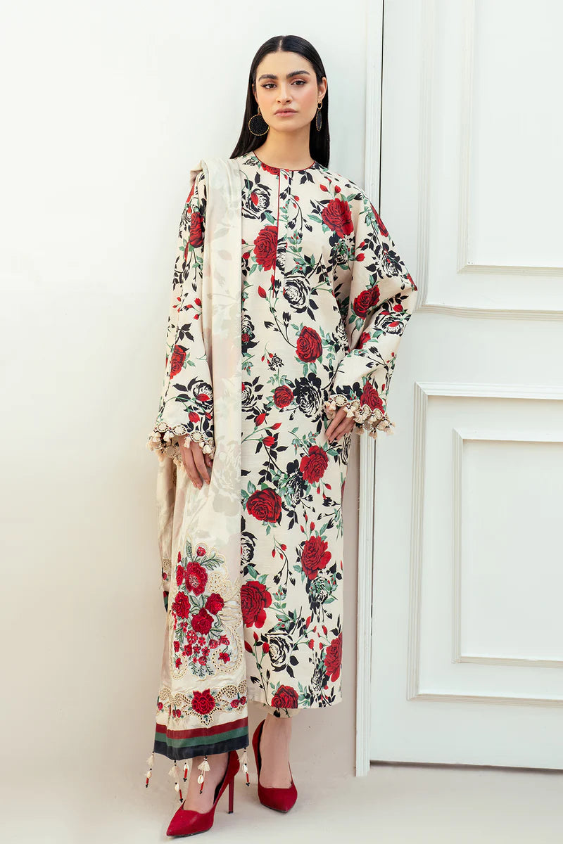Baroque 3Pc Digital Printed Synthetic Bana Dora Lawn Suit With Digital Printed Voil Dupatta