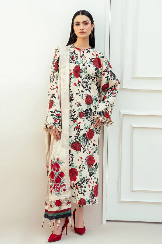 Baroque 3Pc Digital Printed Synthetic Bana Dora Lawn Suit With Digital Printed Voil Dupatta