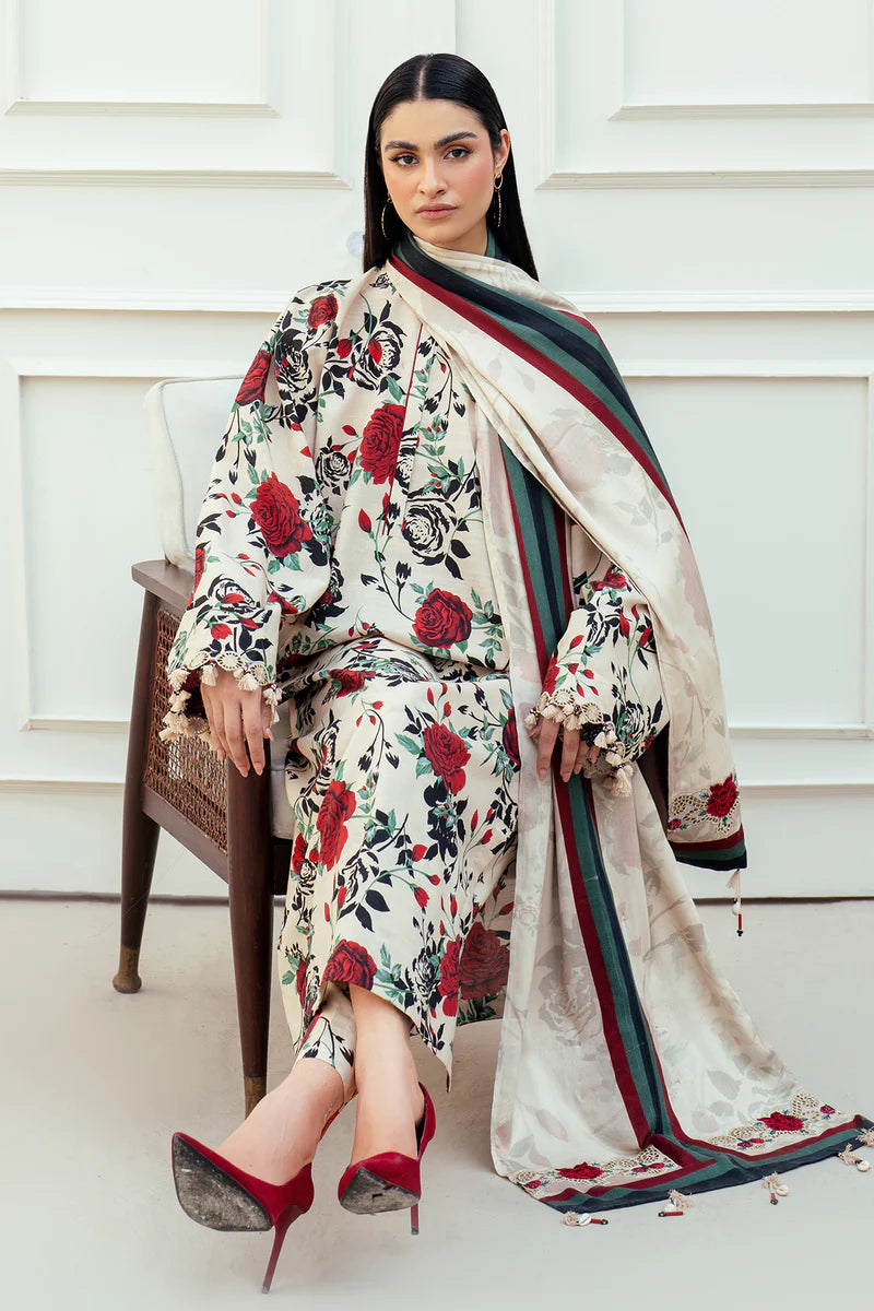 Baroque 3Pc Digital Printed Synthetic Bana Dora Lawn Suit With Digital Printed Voil Dupatta