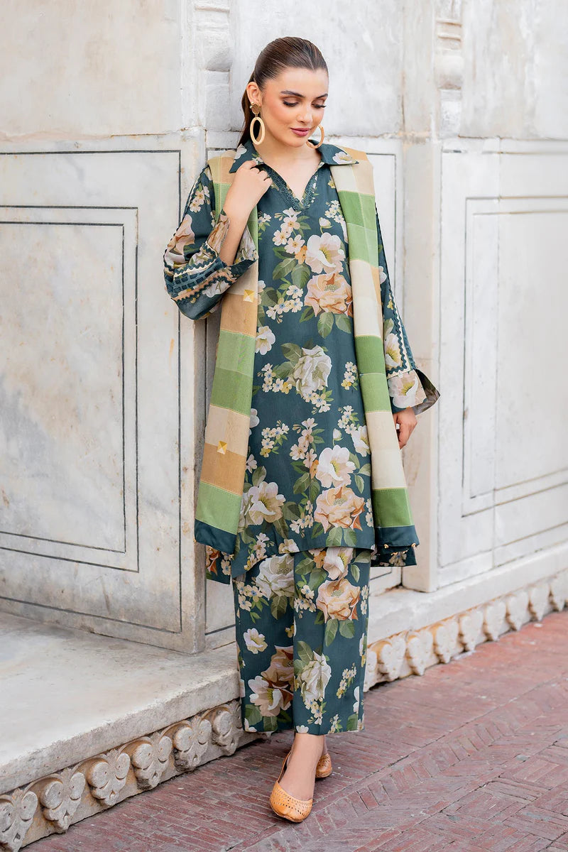 Baroque 3Pc Digital Printed Lawn Suit With Digital Printed Lawn Dupatta