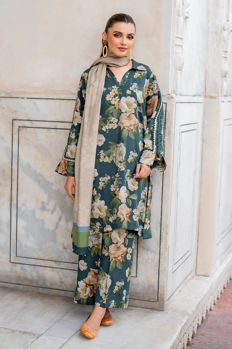 Baroque 3Pc Digital Printed Lawn Suit With Digital Printed Lawn Dupatta