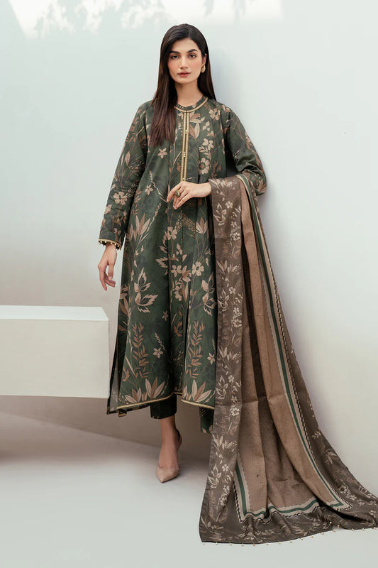 Baroque 3Pc Digital Printed Synthetic Bana Dora Lawn Suit With Digital Printed Voil Dupatta