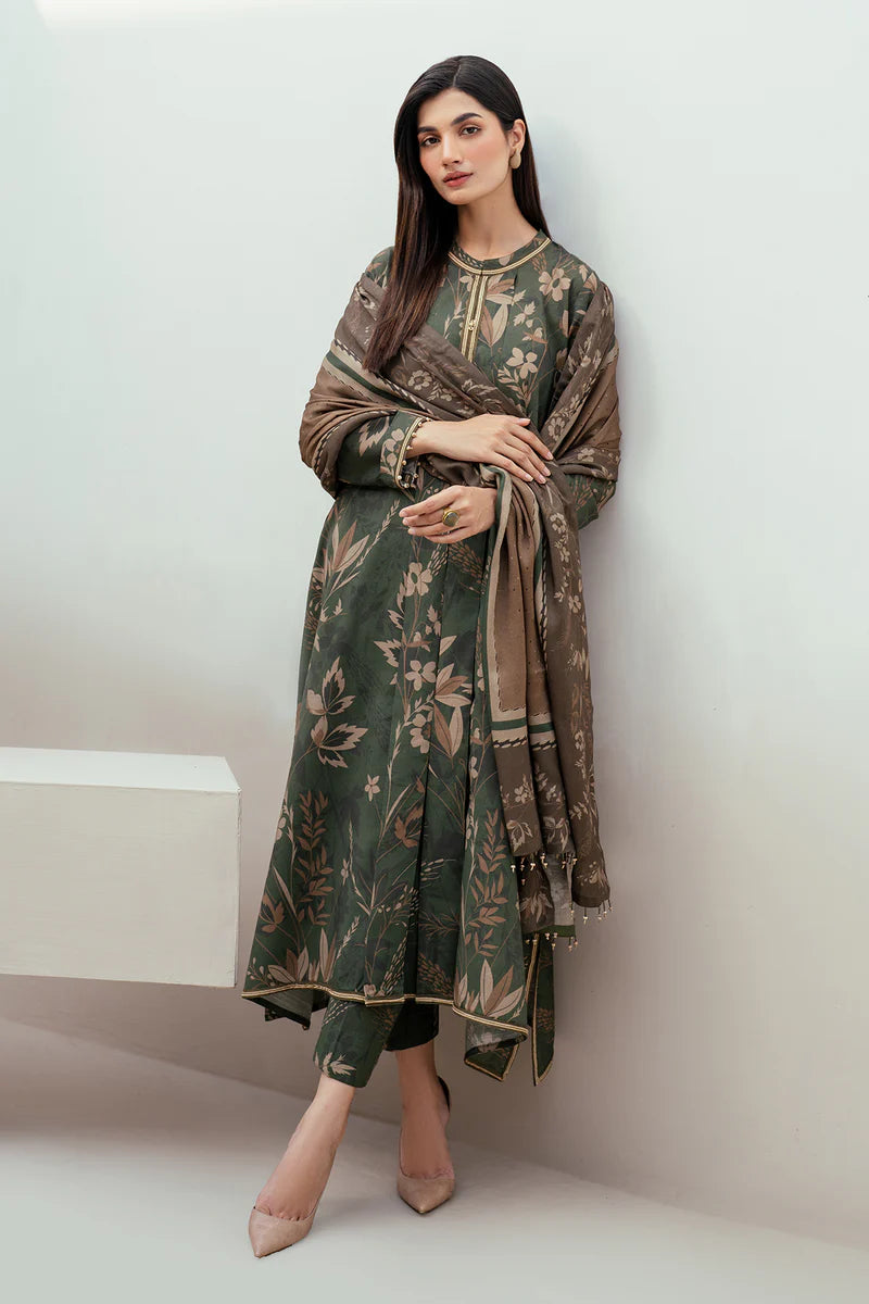 Baroque 3Pc Digital Printed Synthetic Bana Dora Lawn Suit With Digital Printed Voil Dupatta