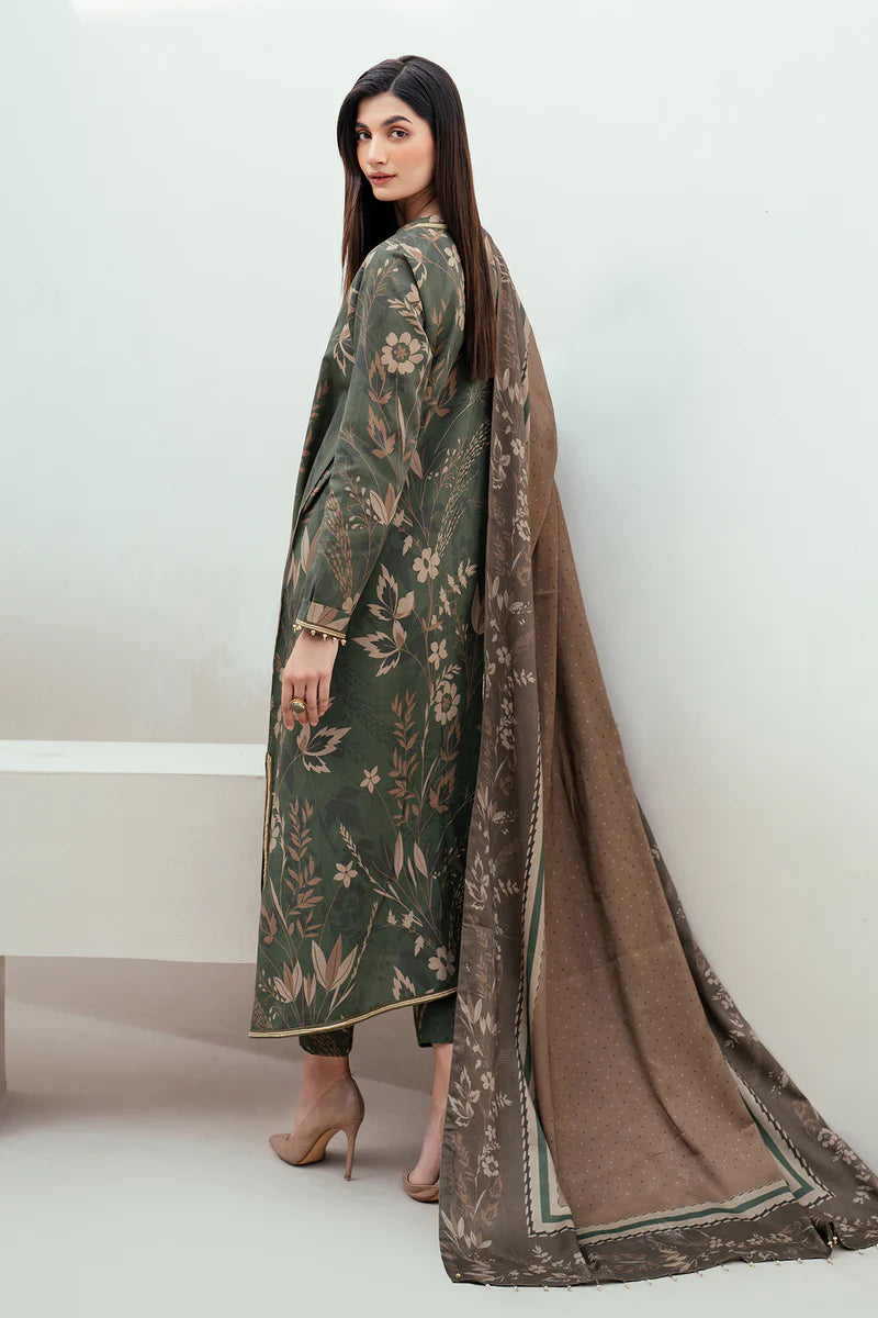 Baroque 3Pc Digital Printed Synthetic Bana Dora Lawn Suit With Digital Printed Voil Dupatta