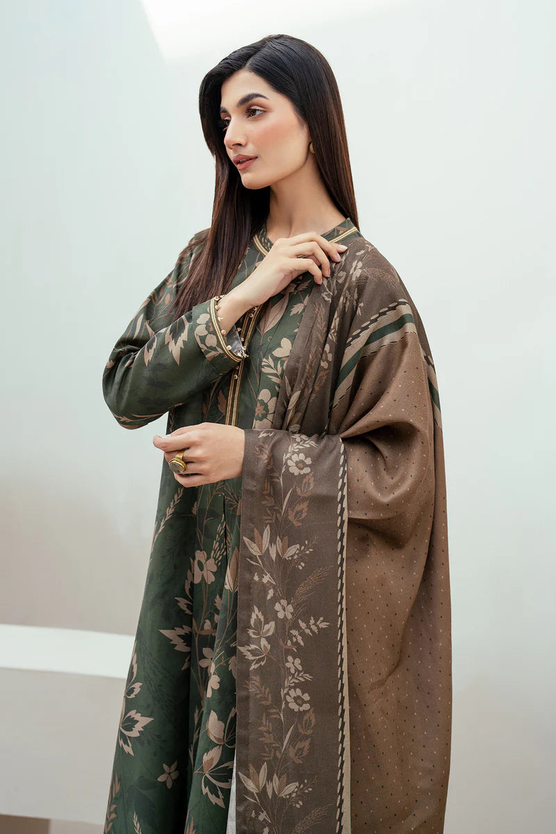 Baroque 3Pc Digital Printed Synthetic Bana Dora Lawn Suit With Digital Printed Voil Dupatta