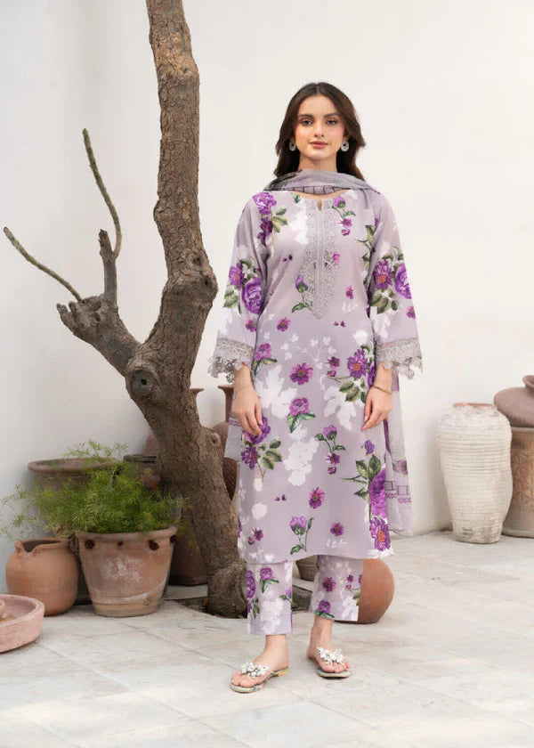 Baroque 3Pc Printed Lawn Suit With Digital Printed Lawn Dupatta