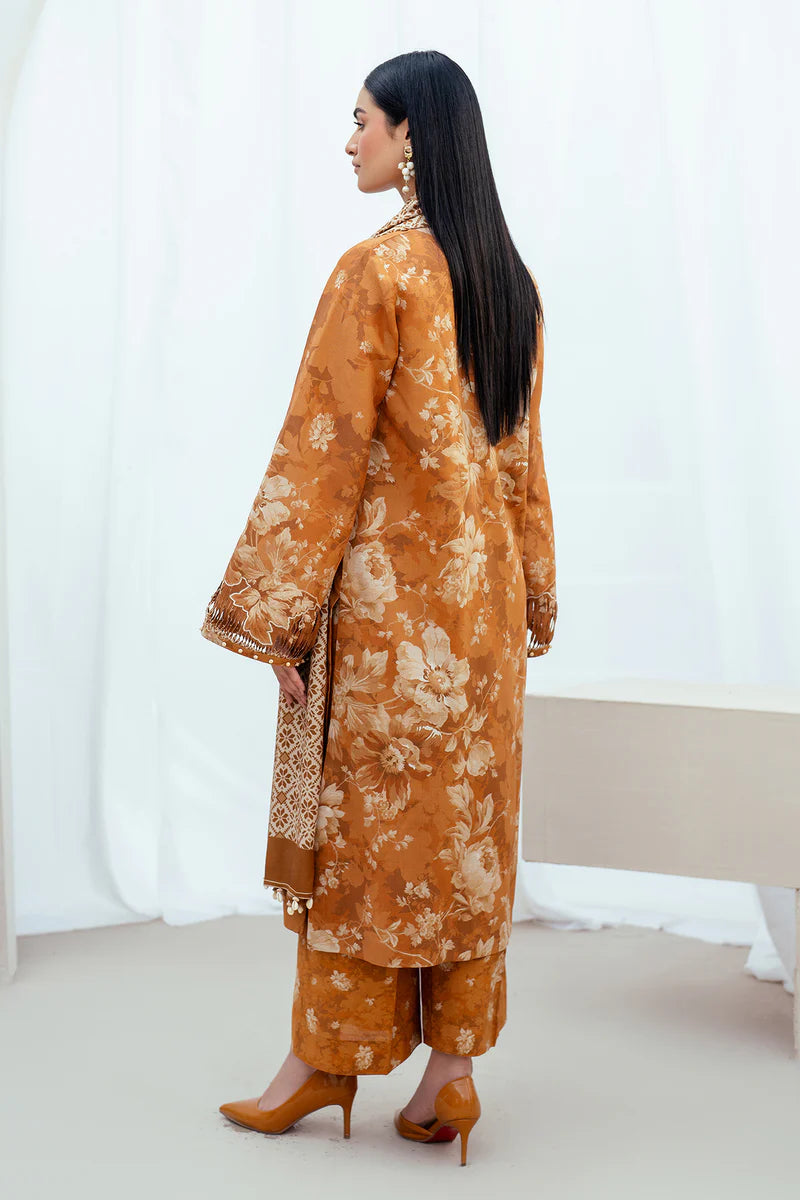 Baroque 3Pc Digital Printed Synthetic Bana Dora Lawn Suit With Digital Printed Voil Dupatta