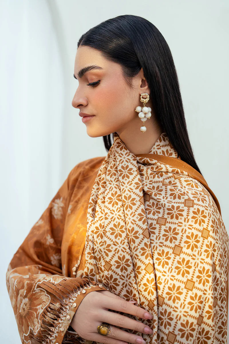 Baroque 3Pc Digital Printed Synthetic Bana Dora Lawn Suit With Digital Printed Voil Dupatta