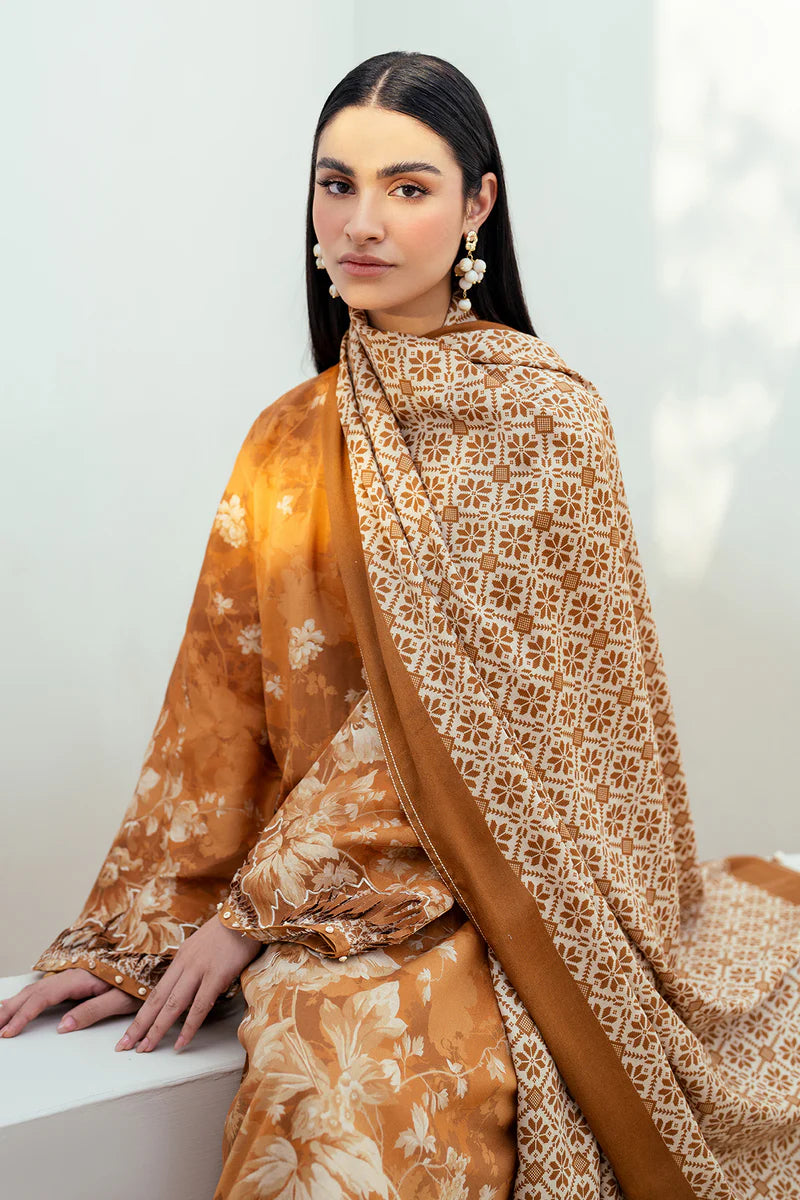 Baroque 3Pc Digital Printed Synthetic Bana Dora Lawn Suit With Digital Printed Voil Dupatta