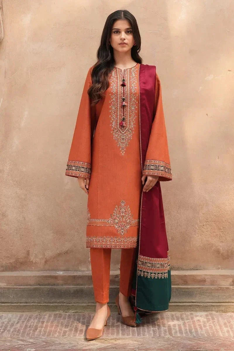 Zara Shahjahan 3Pc Embroidered Lawn Suit With Digital Printed Slub Dupatta