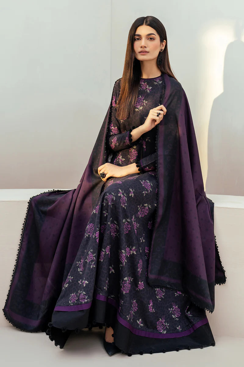 Baroque 3Pc Digital Printed Synthetic Bana Dora Lawn Suit With Digital Printed Voil Dupatta