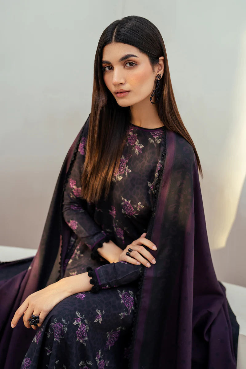 Baroque 3Pc Digital Printed Synthetic Bana Dora Lawn Suit With Digital Printed Voil Dupatta