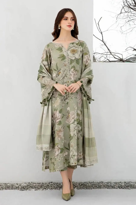 Baroque 3Pc Printed Lawn Suit With Digital Printed Lawn Dupatta