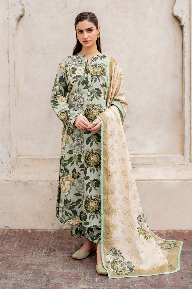 Baroque 3Pc Digital Printed Lawn Suit With Digital Printed Lawn Dupatta