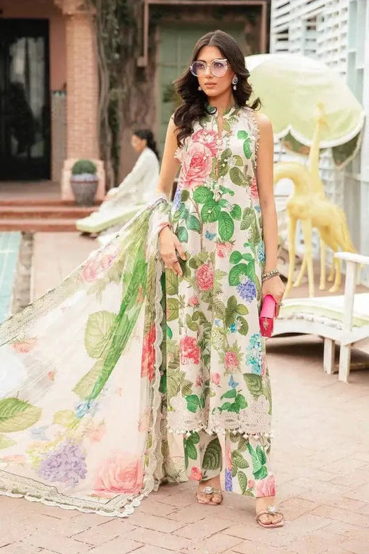 Maria B. 3Pc Digital Printed Dobby Lawn Suit With Digital Printed Dobby Lawn Dupatta