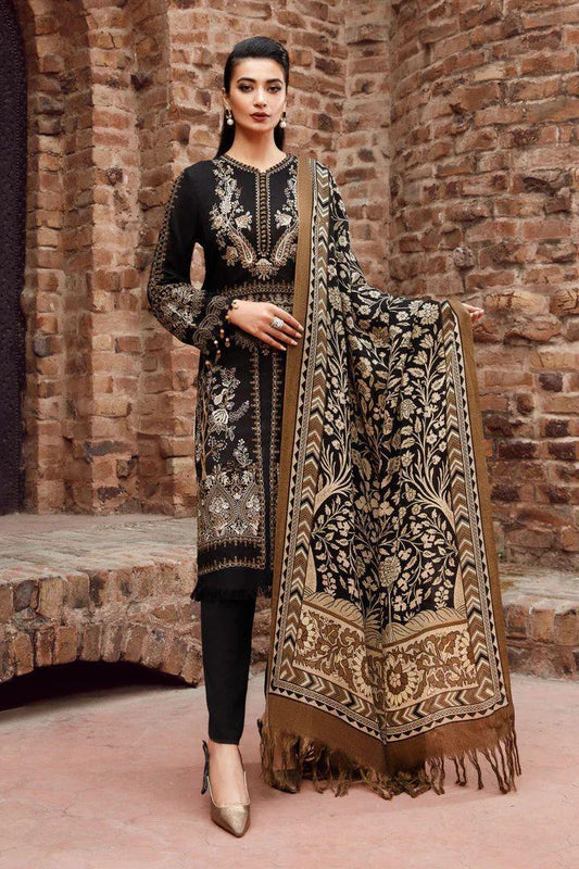 Maria B. 3Pc Embroidered Lawn Suit With Digital Printed Voil Dupatta
